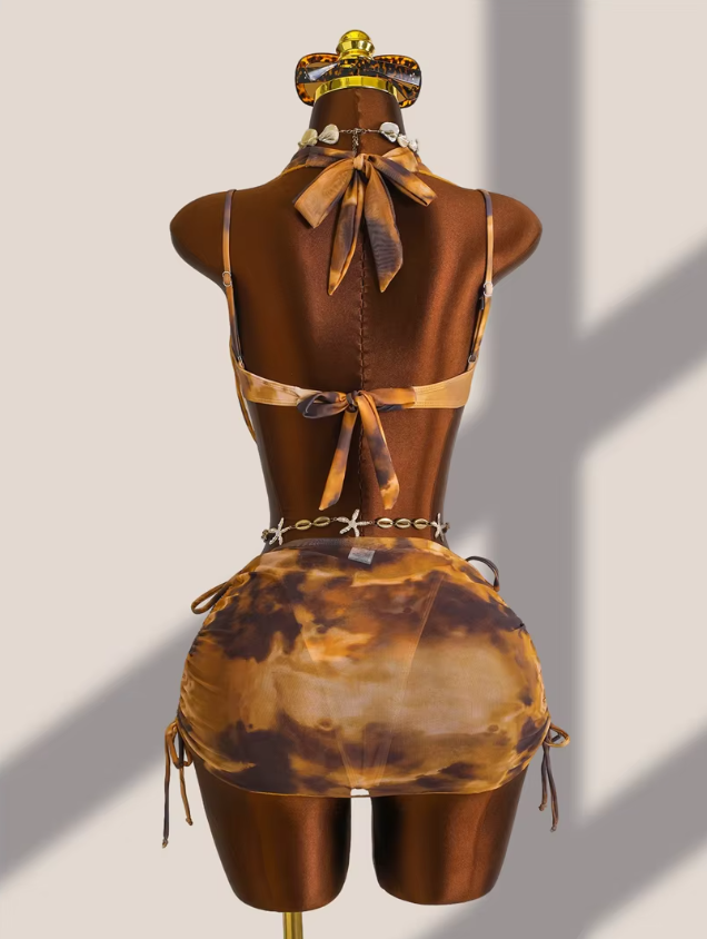 Back view of the CURATOR Collection Moonstone Set bikini with tie-back top and matching tie-side bottoms.